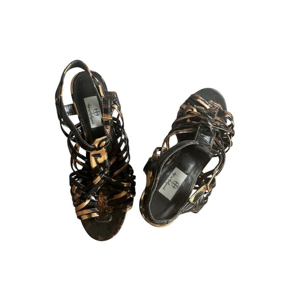 HOT IN HOLLYWOOD Multicolor Brown Kitten Heels Sandals Size 8 - Picture 2 of 7